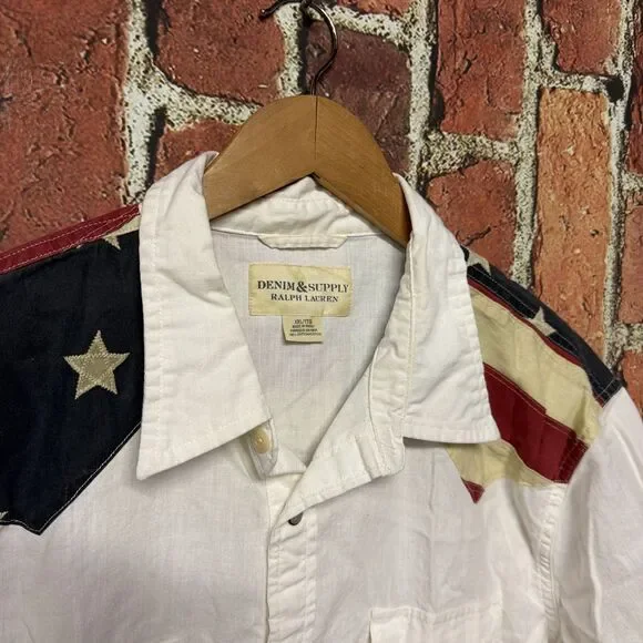 Denim & Supply Ralph Lauren Shirt 2XL Men's American Flag Pearl Snap Button Up - Picture 2 of 4